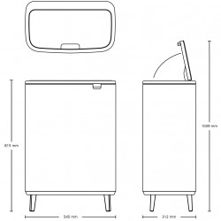Преоценено: Кош за боклук Brabantia Bo Touch Hi 1001260, 60 л, Повдигнат, Плавно и безшумно отваряне, Черен мат
