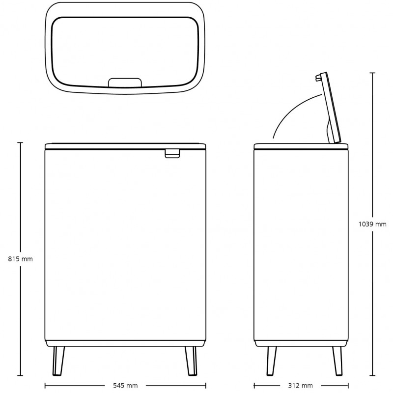 Преоценено: Кош за боклук Brabantia Bo Touch Hi 1001260, 60 л, Повдигнат, Плавно и безшумно отваряне, Черен мат