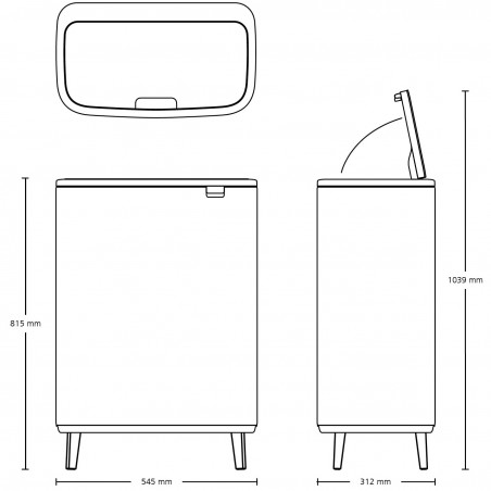 Преоценено: Кош за боклук Brabantia Bo Touch Hi 1001260, 60 л, Повдигнат, Плавно и безшумно отваряне, Черен мат