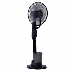 Преоценено: Вентилатор Elite EFM-0357R, 70W, 40 см, 2.8 л, 3 скорости, 3 режима, 3 перки, Eнергоспестяващ, Водна мъгла, Черен