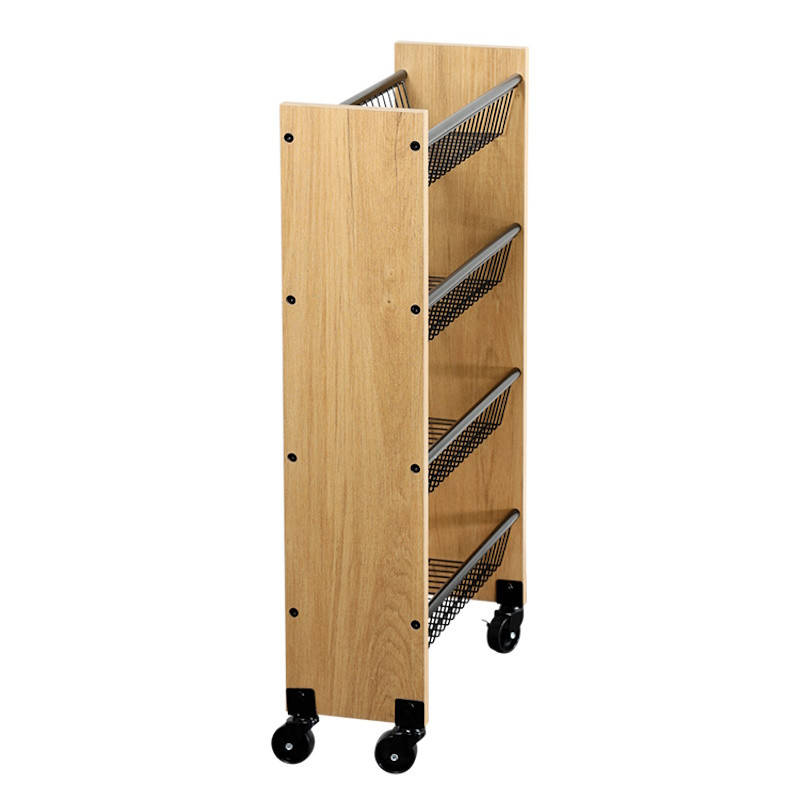 Кухненска количка Kesper 27843, 4 рафта, 4 подвижни колела, ПДЧ/Метал, Кафяв/Черен