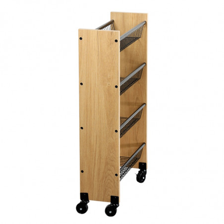 Кухненска количка Kesper 27843, 4 рафта, 4 подвижни колела, ПДЧ/Метал, Кафяв/Черен