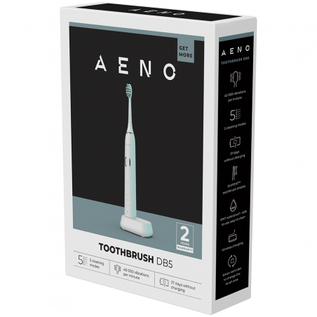 Електрическа звукова четка за зъби AENO DB5, 46000 об./мин, Таймер, 5 режима, 40 дни с едно зареждане, Бял