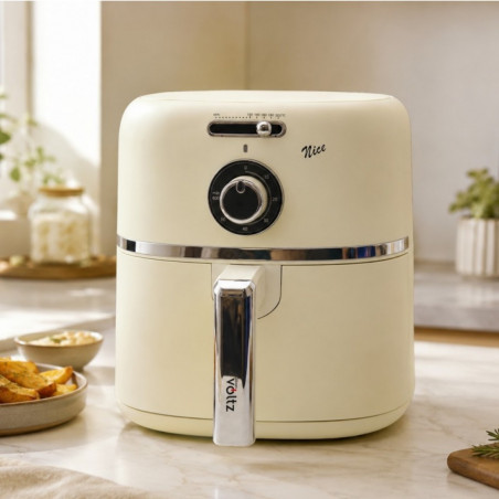 Фритюрник с горещ въздух Oliver Voltz Nice OV51980PR, 1500W, 4.2 л, 60-200°C, Таймер 60 мин, Незалепващо покритие, Кремав