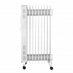Маслен радиатор KUMTEL KUM-1225S, 2000W, 9 ребра, 3 степени, Регулируем термостат, Колелца, Бял
