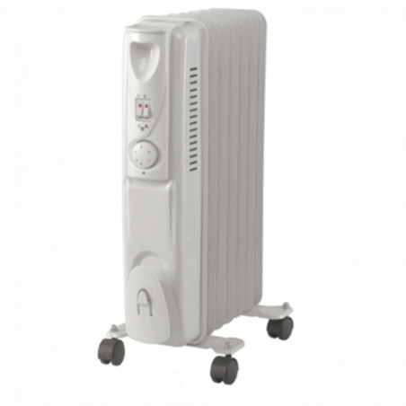 Маслен радиатор Lamarque LOH-92, 2000W, 9 ребра, 3 степени, Светлинни индикатори, Колелца, Бял