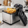 Мини фритюрник Oliver Voltz OV51980CG, 1000W, 1.2 л, 0-190°C, Неръждаема стомана, Светлинни индикатори, Инокс/черен