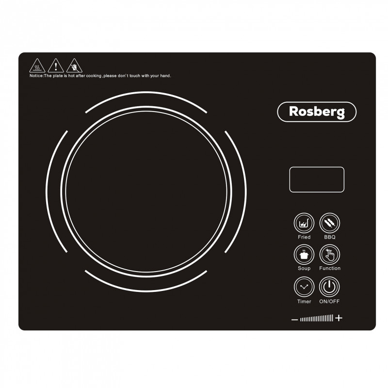 Единичен инфрачервен котлон Rosberg R51445P, 2200W, 28x36 см, 11 степени на температурата, LED дисплей, Черен