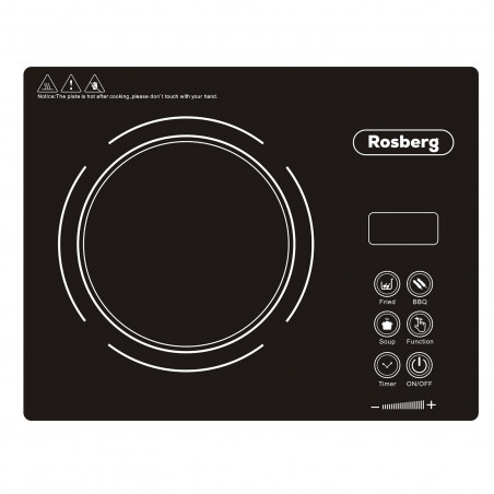 Единичен инфрачервен котлон Rosberg R51445P, 2200W, 28x36 см, 11 степени на температурата, LED дисплей, Черен