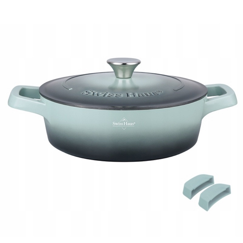 Плитка тенджера Swiss Haus Zurich Luxury Collection SH-ZLC28G, 28 см, 4.2 л, Sapphire-керамично покритие, Фурна до 220°C, Индукция, Мента/графит