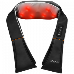 Шиацу масажор RENPHO U-Neck 1, 24W, 8 глави, 2 посоки, 3 интензитета, Загряване до 47°C, PU кожа+дишаща материя, Черен