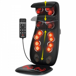 Шиацу масажна възглавница RENPHO Neck & Back Massage Cushion - S-, 48W, 4 зони, 3 степени, Загряване до 45°C, Регулируема, Дистанционно, Черен