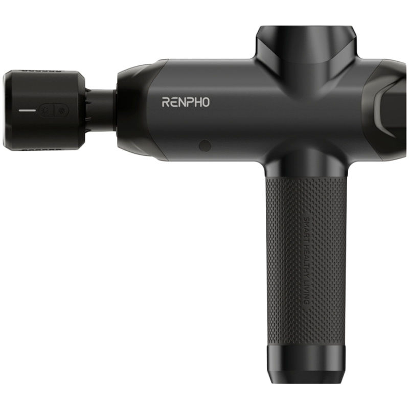 Масажен пистолет RENPHO Power+, 15W, 150 мин, 6 скорости, 1850-2600 об/мин, 4 степени охлаждане/затопляне, Таймер, Тъч скрийн, Bluetooth, Черен
