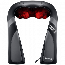 Преносим шиацу масажор RENPHO U-Neck Go, 24W, 8 глави, 2 посоки, 3 интензитета, Загряване до 45°C, PU кожа+дишаща материя, Черен