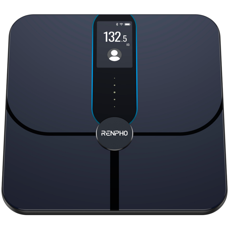 Смарт кантар RENPHO Smart WiFi, До 180 кг, 13 показателя, Разпознаване на потребител, Синхронизация с мобилни приложения, Биоимпедансен анализ, USB-C, Тъмносин
