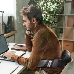 Преносим шиацу масажор RENPHO U-Neck Go, 24W, 8 глави, 2 посоки, 3 интензитета, Загряване до 45°C, PU кожа+дишаща материя, Черен