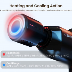 Масажен пистолет RENPHO Power+, 15W, 150 мин, 6 скорости, 1850-2600 об/мин, 4 степени охлаждане/затопляне, Таймер, Тъч скрийн, Bluetooth, Черен