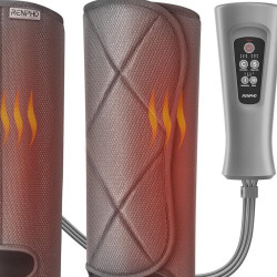 Компресионен масажор за крака RENPHO Foot & Calf Air Massager, 24W, Затопляне, 3 степени, Масажни режими, Памет, Топлинен индикатор, Защити, Сив