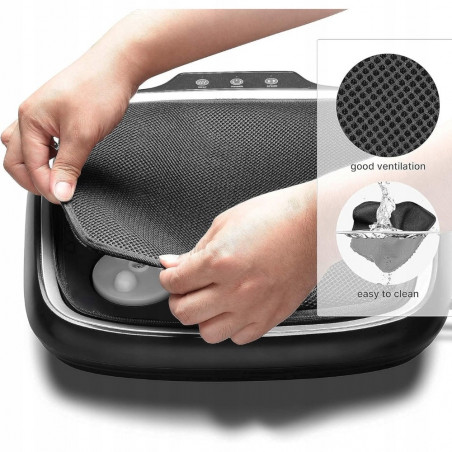Шиацу масажор за крака RENPHO Shiatsu Home Foot Sole Massager, 30W, 6 глави, 18 точки, 2 скорости, Загряване, Регулируем наклон и височина, Перящ се калъф, Черен