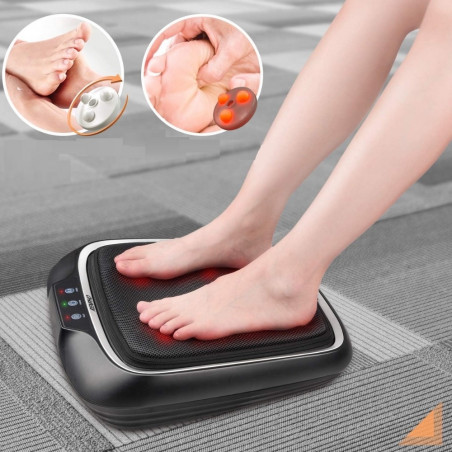 Шиацу масажор за крака RENPHO Shiatsu Home Foot Sole Massager, 30W, 6 глави, 18 точки, 2 скорости, Загряване, Регулируем наклон и височина, Перящ се калъф, Черен