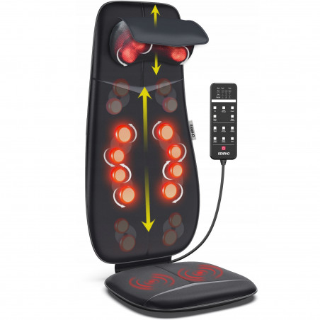 Шиацу масажна възглавница RENPHO Neck & Back Massage Cushion - S-, 48W, 4 зони, 3 степени, Загряване до 45°C, Регулируема, Дистанционно, Черен