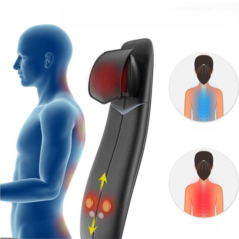 Шиацу масажна възглавница RENPHO Neck & Back Massage Cushion - S-, 48W, 4 зони, 3 степени, Загряване до 45°C, Регулируема, Дистанционно, Черен