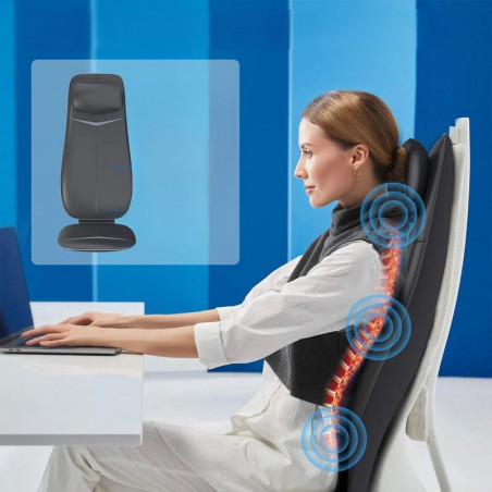 Шиацу масажна възглавница RENPHO Neck & Back Massage Cushion - S-, 48W, 4 зони, 3 степени, Загряване до 45°C, Регулируема, Дистанционно, Черен