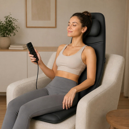 Шиацу масажна възглавница RENPHO Neck & Back Massage Cushion - S-, 48W, 4 зони, 3 степени, Загряване до 45°C, Регулируема, Дистанционно, Черен