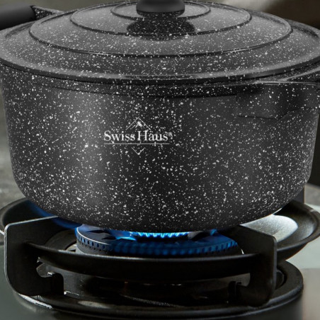 Тенджера Swiss Haus SH-MC24B, 4.3 л, 24 см, Sapphire-керамично покритие, Фурна до 220°C, Индукция, Черен