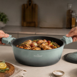 Плитка тенджера Swiss Haus Zurich Luxury Collection SH-ZLC28G, 28 см, 4.2 л, Sapphire-керамично покритие, Фурна до 220°C, Индукция, Мента/графит