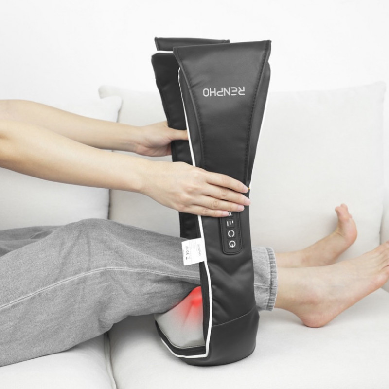 Шиацу масажор RENPHO U-Neck 1, 24W, 8 глави, 2 посоки, 3 интензитета, Загряване до 47°C, PU кожа+дишаща материя, Черен