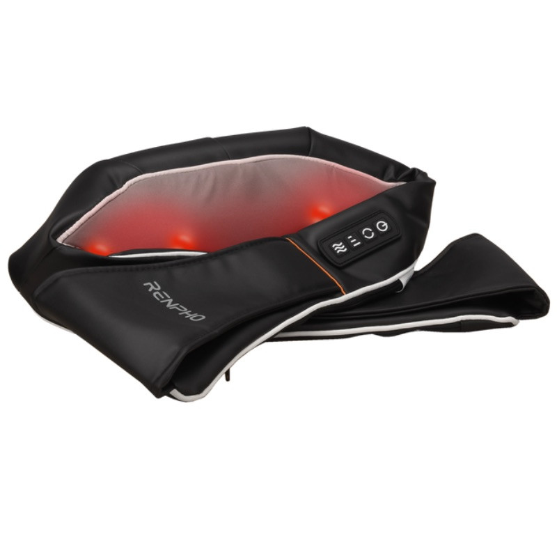 Шиацу масажор RENPHO U-Neck 1, 24W, 8 глави, 2 посоки, 3 интензитета, Загряване до 47°C, PU кожа+дишаща материя, Черен