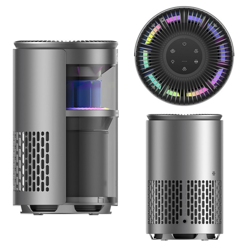 Пречиствател за въздух DREO 530AS, 25 м2, 221 м3/ч, 360° засмукване, True HEPA, Wi-Fi, Таймер, Ултра тих, Сензор за качество на въздуха, Черен