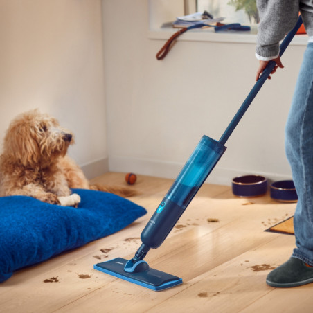 Електрически моп Philips OneUp 3000 XV3101/01, 50 мин, 50 м2, 312/270 мл, 360° глава, LED индикатор, USB-C зареждане, Син