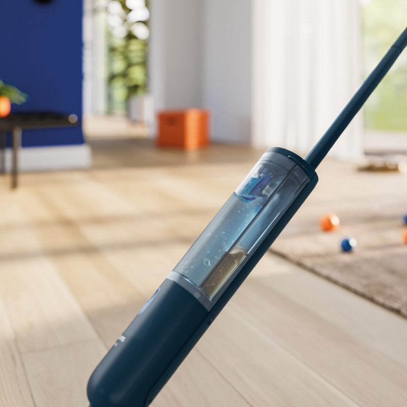 Електрически моп Philips OneUp 3000 XV3101/01, 50 мин, 50 м2, 312/270 мл, 360° глава, LED индикатор, USB-C зареждане, Син