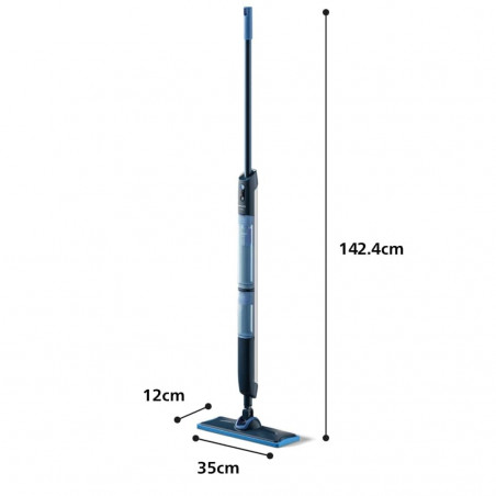 Електрически моп Philips OneUp 3000 XV3101/01, 50 мин, 50 м2, 312/270 мл, 360° глава, LED индикатор, USB-C зареждане, Син