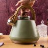 Свирещ чайник Klausberg KB 9062, 2.5 л, Неръждаема стомана, Ненагряваща се дръжка, Индукция, Зелен
