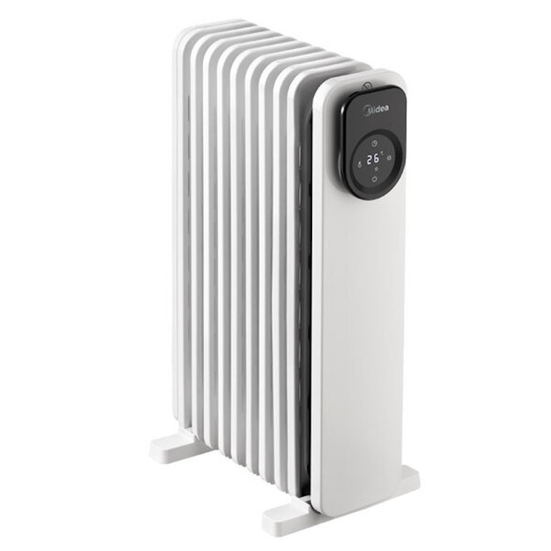 Маслен радиатор Midea MHO2009RCPW, 2000W, 20 м2, 9 ребра, 3 степени, LED дисплей, Таймер, Бял