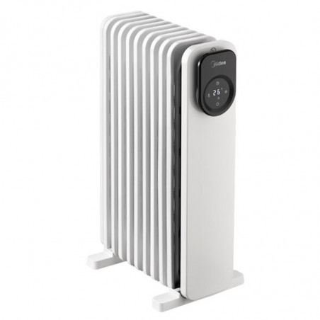 Маслен радиатор Midea MHO2009RCPW, 2000W, 20 м2, 9 ребра, 3 степени, LED дисплей, Таймер, Бял