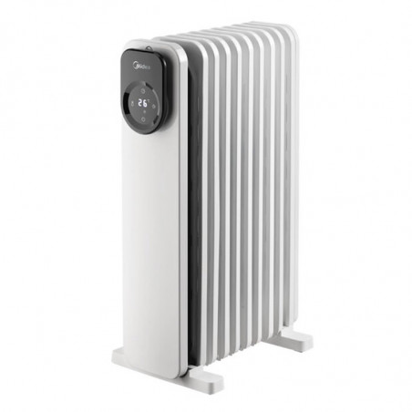 Маслен радиатор Midea MHO2009RCPW, 2000W, 20 м2, 9 ребра, 3 степени, LED дисплей, Таймер, Бял