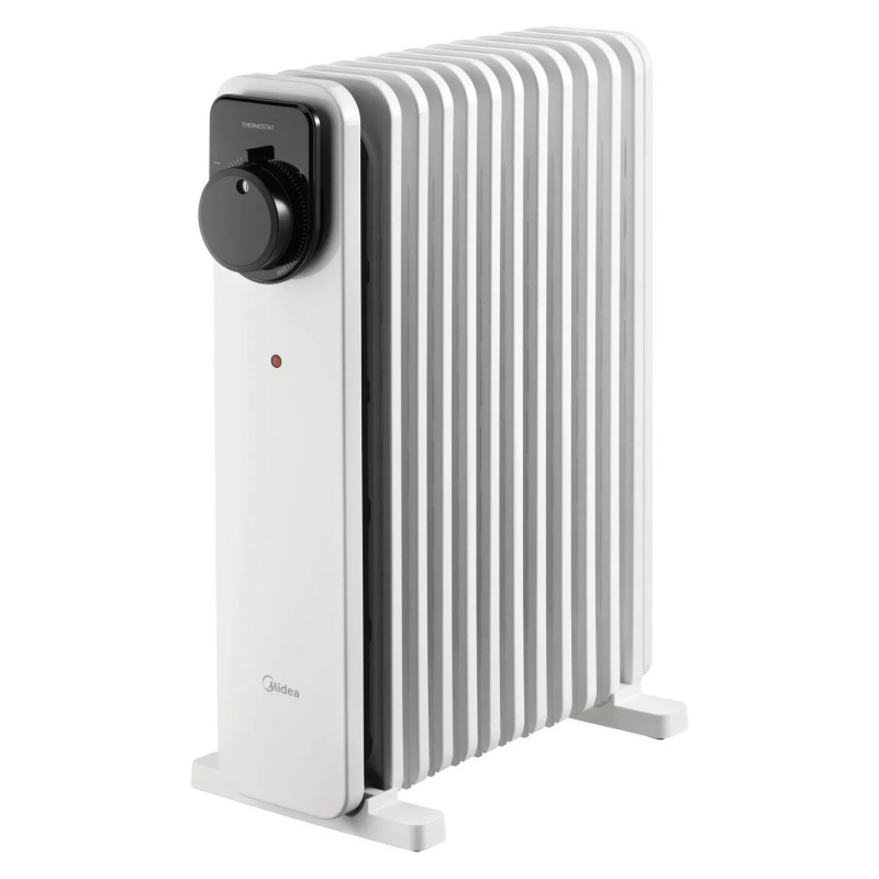 Маслен радиатор Midea MHO2311MCPW, 2300W, 20 м2, 11 ребра, 3 степени, Механичен термостат, Таймер, Бял