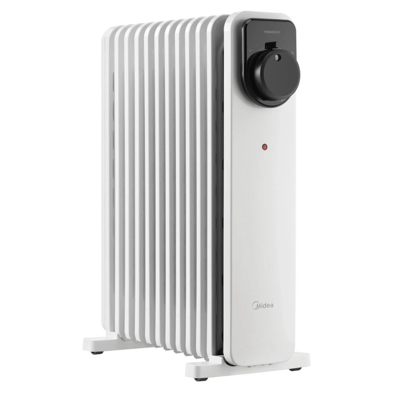 Маслен радиатор Midea MHO2311MCPW, 2300W, 20 м2, 11 ребра, 3 степени, Механичен термостат, Таймер, Бял