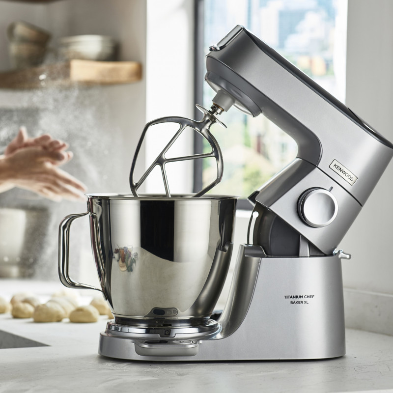 Планетарен миксер Kenwood Chef Baker XL KVL85.004SI, 1200 W, 2 купи 5/7 л, Електронно управление, Пулс, EasyWeigh™, Сребрист