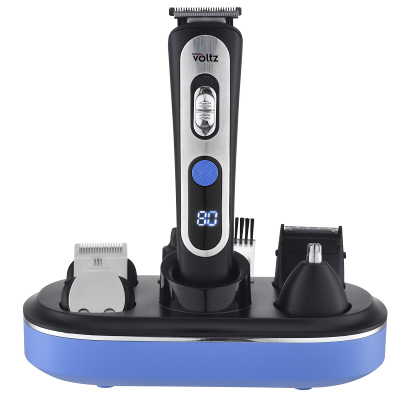 Машинка за подстригване 5в1 Oliver Voltz OV51810T, 5W, 90 мин, 7300 об/мин, LCD дисплей, Стойка, Черен/син