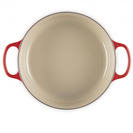 Чугунен съд за печене-ростер Le Creuset 21179300602430, 30 см, 6.2 л, Плътно прилепващ капак за запазване на ароматите, Фурна до 260°C, Индукция, Червен