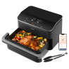 Двоен фритюрник с горещ въздух Cosori Dual Blaze TwinFry CAF-TF102S-AEUR, 10 л, 6 програми, 35-240 C, Таймер, ThermoIQ, Синхронизирано готвене и приключване, Черен/Сребрист