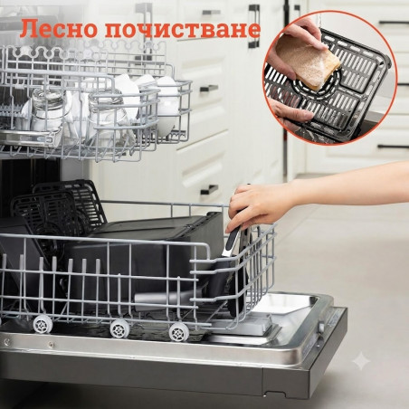Двоен фритюрник с горещ въздух Cosori Dual Blaze TwinFry CAF-TF102S-AEUR, 10 л, 6 програми, 35-240 C, Таймер, ThermoIQ, Синхронизирано готвене и приключване, Черен/Сребрист