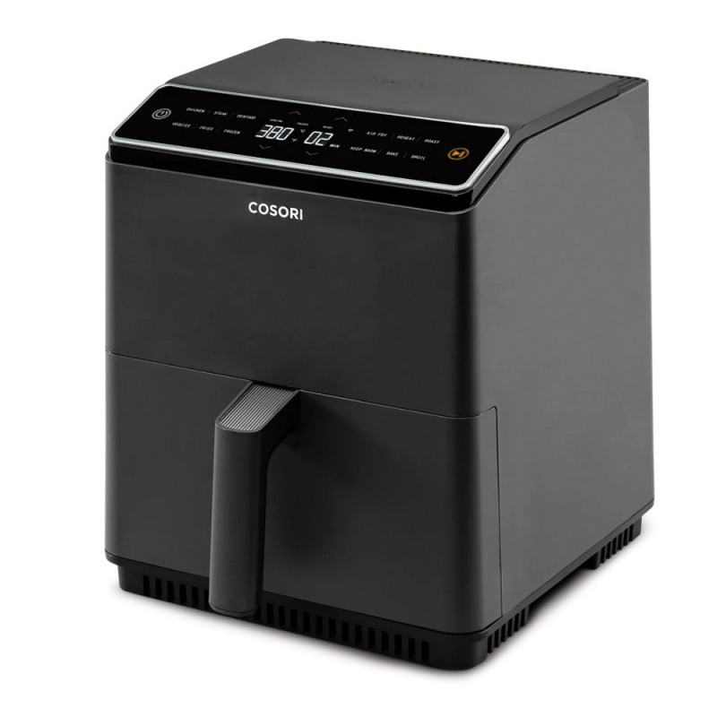 Фритюрник с горещ въздух Cosori Dual Blaze Pro CAF-P681S, 1700 W, 6.4 л, 12 програми, 360 ThermoIQ, Двойни нагреватели, Керамично покритие без PFAS, Черен