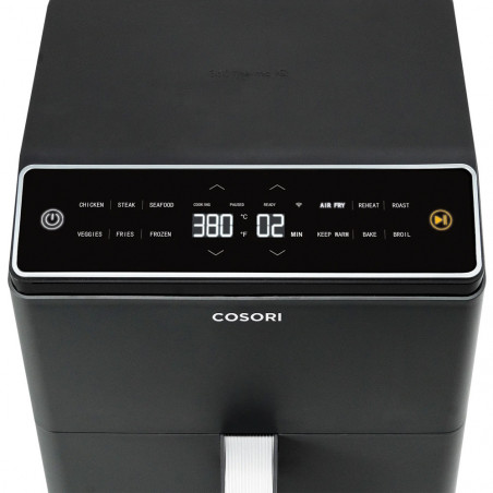 Фритюрник с горещ въздух Cosori Dual Blaze Pro CAF-P681S, 1700 W, 6.4 л, 12 програми, 360 ThermoIQ, Двойни нагреватели, Керамично покритие без PFAS, Черен