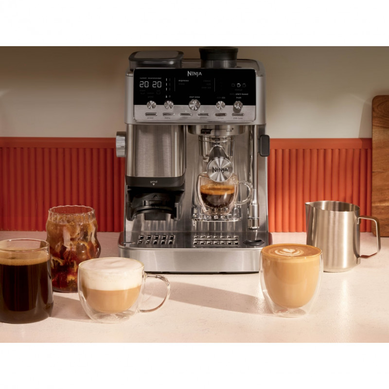 Кафеавтомат 2в1 Ninja Luxe Café Mini ES352EU, 1650W, 9 bar, 250 г, 1.3 л, Barista Assist, 3 настройки пяна, 6 вида еспресо, Инокс
